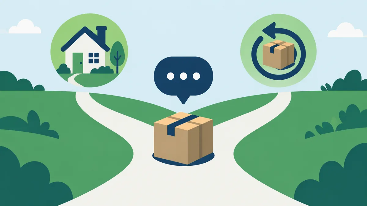 Last-chance failed delivery message showing two clear outcomes, delivery again or return, with a human help route