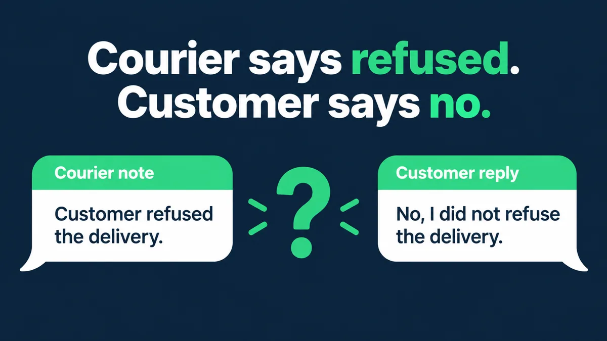 Courier marked customer refused but the customer denies it: two conflicting WhatsApp messages about the same COD delivery