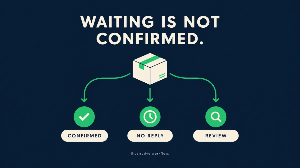 Unconfirmed Shopify COD order decision diagram showing confirmed, no reply and human review states