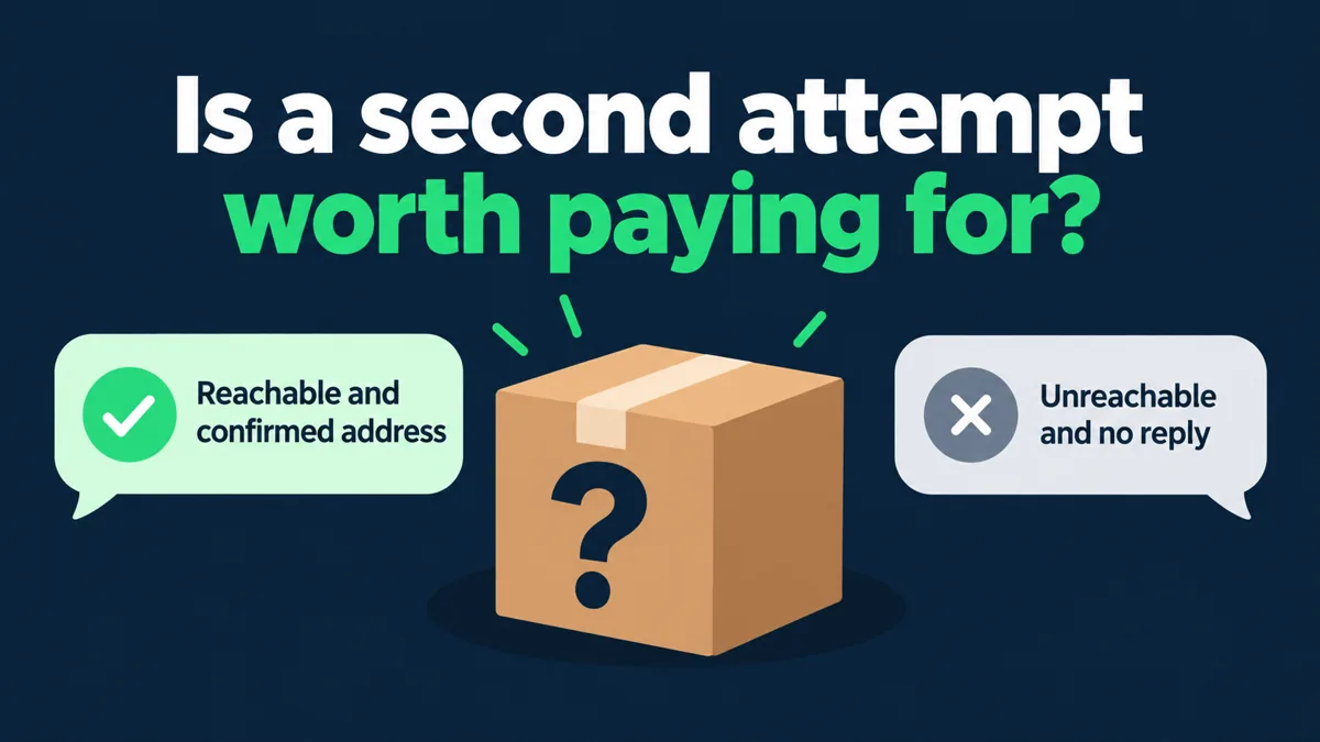 Failed COD delivery decision: a second delivery attempt is worth paying for when the customer is reachable and the address is confirmed, not when there is no reply
